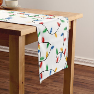 Colourful Festive Christmas Lights Pattern  Short Table Runner
