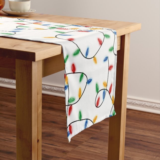 Colourful Festive Christmas Lights Pattern  Short Table Runner (In Situ)