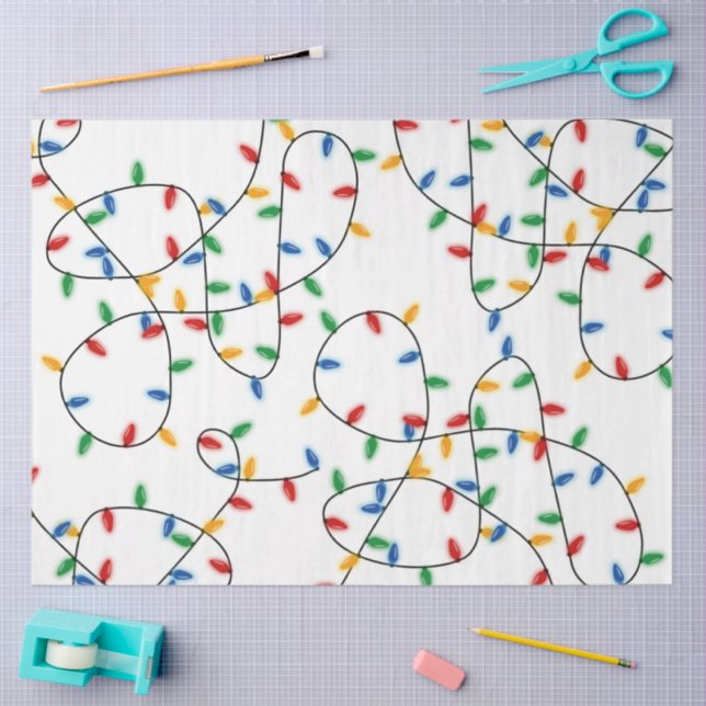 Colourful Festive Christmas Lights Pattern  Tissue Paper (Craft)