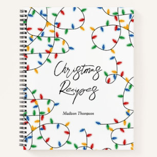 Colourful Festive Christmas Lights Xmas Recipes Notebook