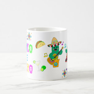 Colourful Festive Cinco de Mayo 2025 Dancing Cactu Coffee Mug