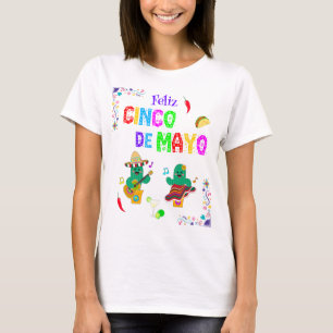 Colourful Festive Cinco de Mayo 2025 Dancing Cactu T-Shirt