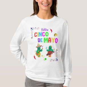 Colourful Festive Cinco de Mayo 2025 Dancing Cactu T-Shirt