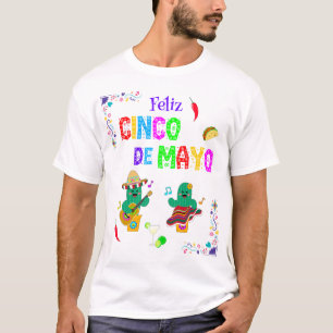 Colourful Festive Cinco de Mayo 2025 Dancing Cactu T-Shirt