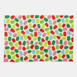 Colourful Festive Citrus Green Christmas Candy Tea Towel