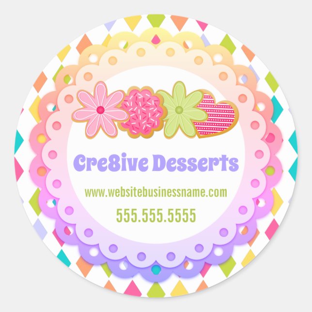 Colourful Festive Cookies Bakery Packaging Seals (Front)