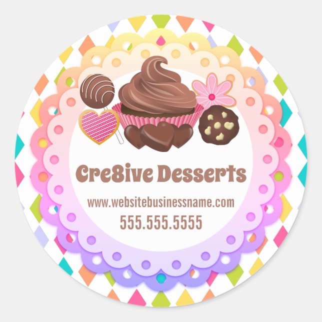 Colourful Festive Desserts Bakery Packaging Seals (Front)