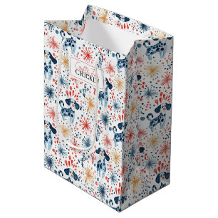 Colourful festive dogs seamless pattern medium gift bag