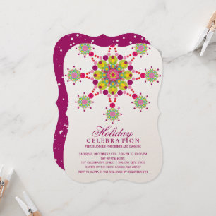 Colourful Festive Elegant Star Modern Holiday Part Invitation