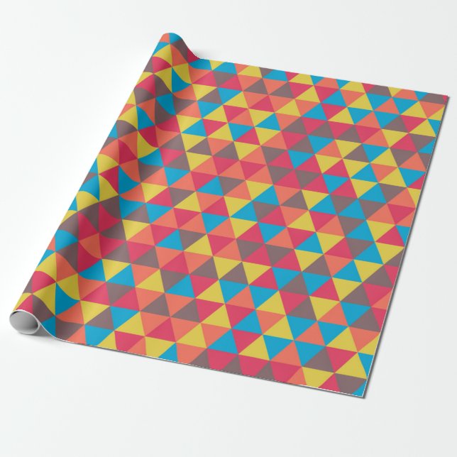 Colourful Festive Geometric Triangles Pattern | Wrapping Paper (Unrolled)