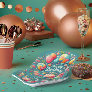 Colourful & Festive Happy Birthday Celebration Paper Plate
