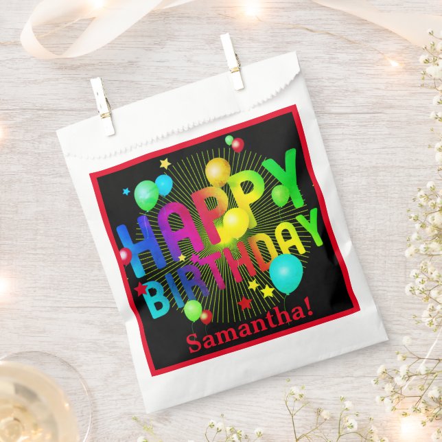 Colourful Festive Happy Birthday Customisable  Favour Bags (Clipped)