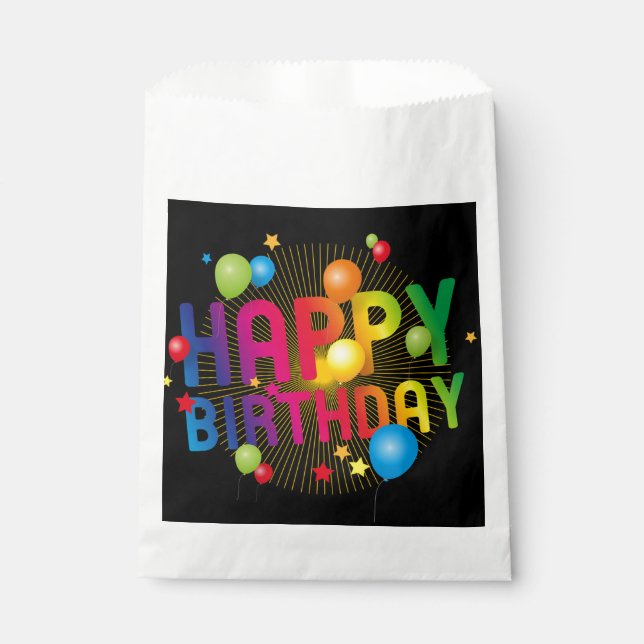 Colourful Festive Happy Birthday   Favour Bags (Front)