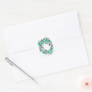 Colourful Festive Holiday Wreath Classic Round Sticker