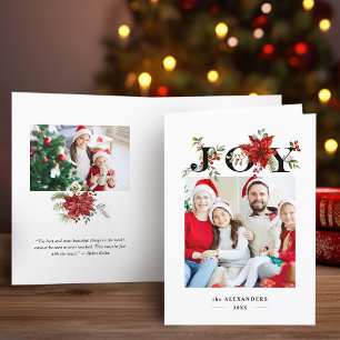 Colourful Festive Joy w/Poinsettias and Berries Holiday Card