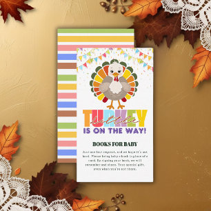 Colourful Festive Little Turkey Baby Shower Enclosure Card