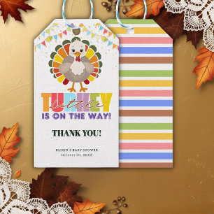 Colourful Festive Little Turkey Baby Shower Gift Tags