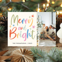 Colourful Festive Merry and Bright Photo Christmas