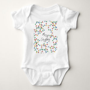 Colourful Festive Merry Christmas Lights Pattern  Baby Bodysuit