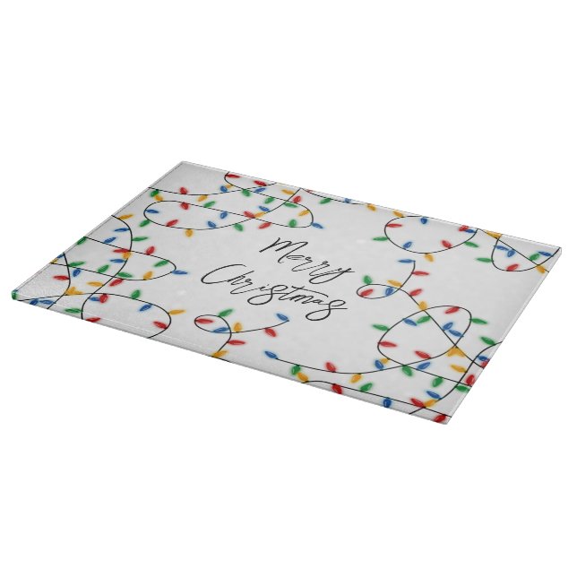 Colourful Festive Merry Christmas Lights Pattern   Cutting Board (Corner)