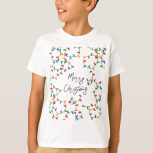 Colourful Festive Merry Christmas Lights Pattern  T-Shirt