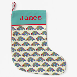 Colourful Festive Pangolin Endangered Animal Name Small Christmas Stocking
