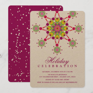Colourful Festive Star Elegant Holiday Party Invit Invitation