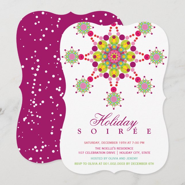 Colourful Festive Star Modern Holiday Party Invite (Front/Back)