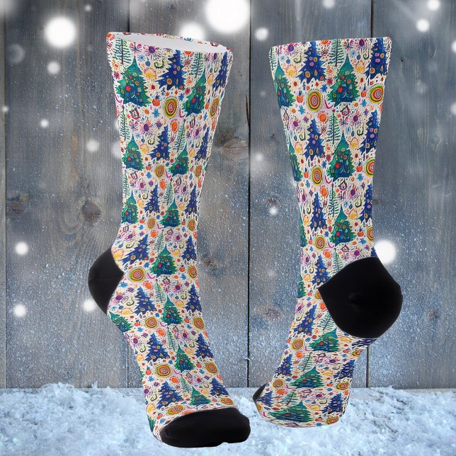 Colourful Festive Tree Pattern Socks (Creator Uploaded)