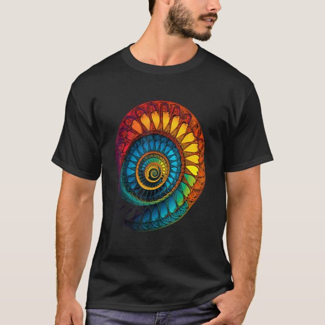 Colourful Fibonacci Spiral Psychedelic Colours Abs T-Shirt (Front)