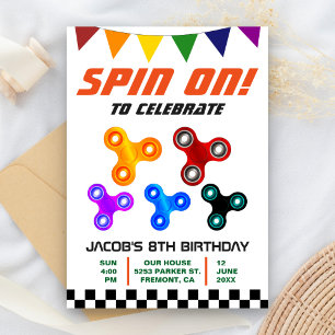 Colourful Fidget Spinner Kids Birthday Party Invit Invitation