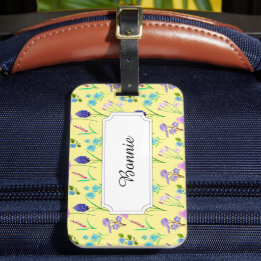 Colourful Field flowers on yellow Luggage Tag