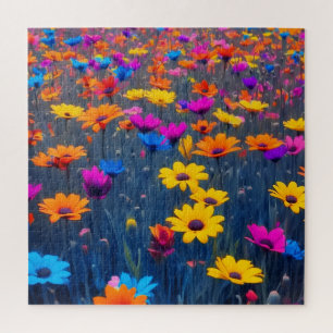 Colourful Field Of Flowers Jigsaw Puzzle
