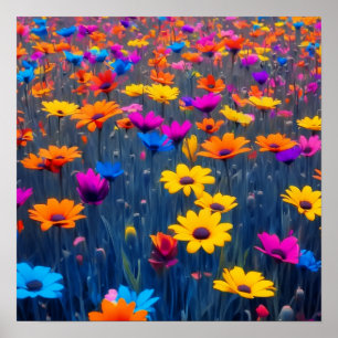 Colourful Field Of Flowers Poster