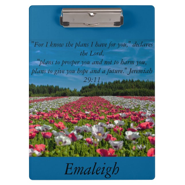Colourful Field of Poppies Bible Verse Clipboard (Front)