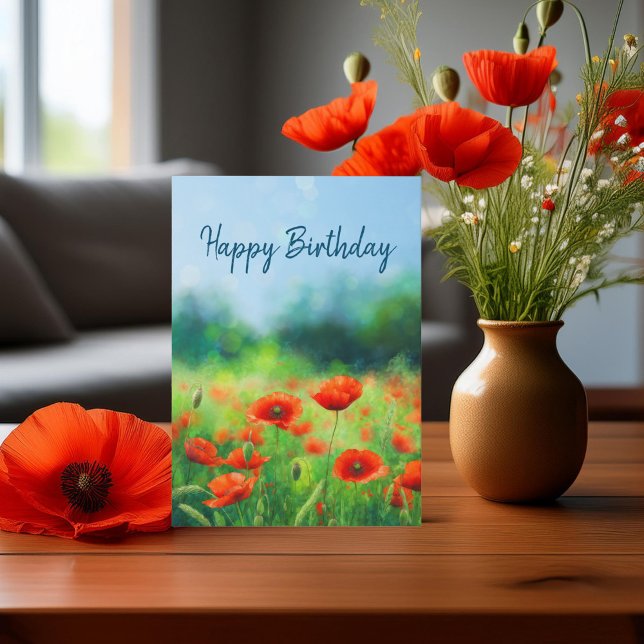 Colourful Field with Poppies Birthday Card (Creator Uploaded)