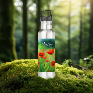 Colourful Field with Poppies Water Bottle