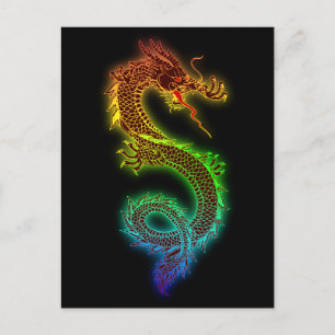 Colourful fierce dragon postcard