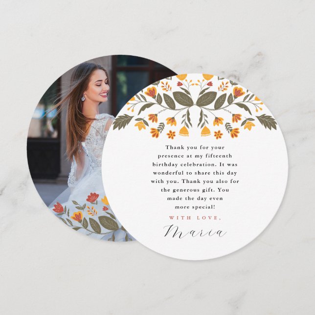 Colourful Fiesta 15th Birthday Photo Thank You Invitation (Front/Back)