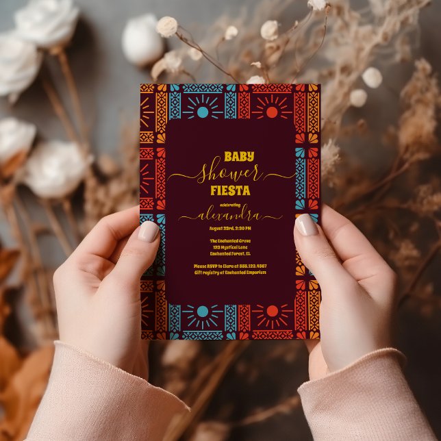 Colourful Fiesta Baby Shower Mexican Flowers Invitation (Creator Uploaded)