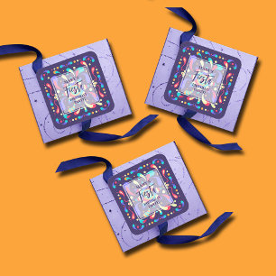 Colourful Fiesta Blue Birthday Square Sticker