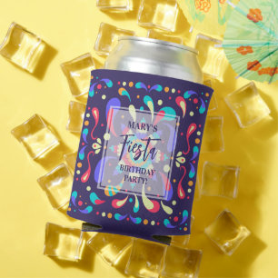 Colourful Fiesta Blue Can Cooler