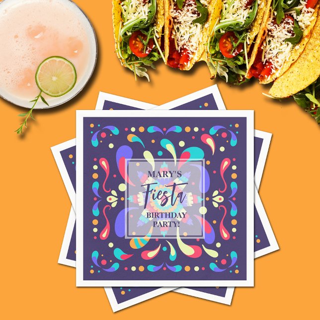 Colourful Fiesta Blue Napkin (Colorful Mexican Fiesta Blue Napkins)