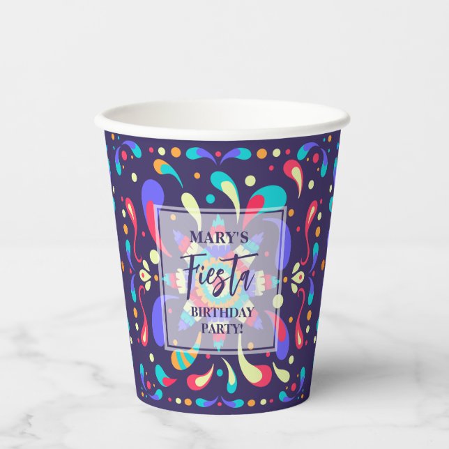 Colourful Fiesta Blue Paper Cups (Front)