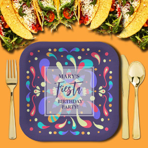 Colourful Fiesta Blue Paper Plate