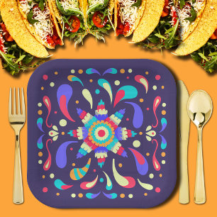 Colourful Fiesta Blue Paper Plate