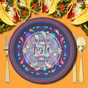 Colourful Fiesta Blue Paper Plate