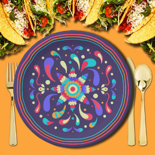 Colourful Fiesta Blue Paper Plate