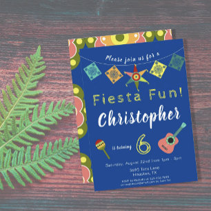 Colourful Fiesta Boys Birthday Party Invitation