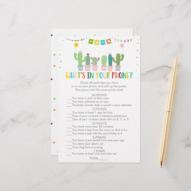 Colourful Fiesta Cactus What's In Your Phone Game (Front/Back In Situ)